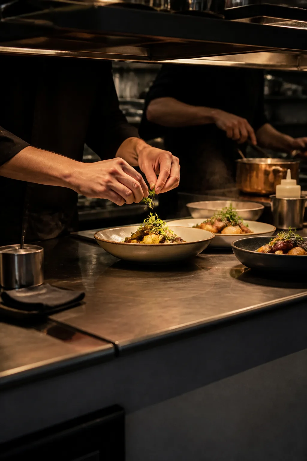 Kitchen pass during evening service